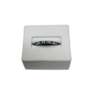 Round Diamond & Blue Sapphire Anniversary Band
