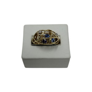 Sapphire & Diamond Freeform Gold Ring