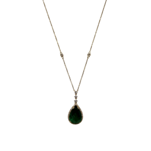 Emerald Teardrop Diamond Pendant
