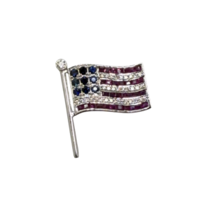 Diamond, Ruby & Sapphire American Flag Pin