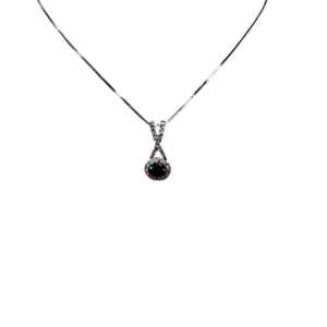 Oval Emerald & Diamond Halo Pendant