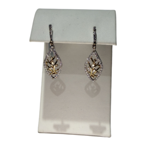 White & Yellow Gold Tree of Life Drop Earrings