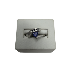 Blue Sapphire & Diamond Bypass Ring