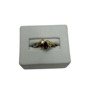 Ruby & Diamond Bypass Ring in Yellow Gold