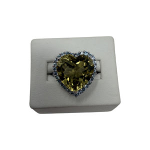 Yellow Heart Gemstone & Diamond Halo Ring