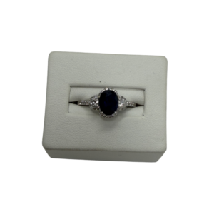 Oval Sapphire & Diamond Halo Ring