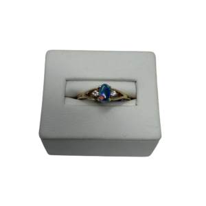 Oval Black Opal & Diamond Ring in Yellow Gold
