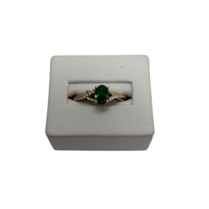 Emerald & Diamond Bypass Ring in Yellow Gold