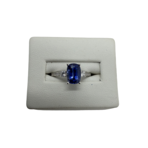 Blue Sapphire & Diamond Ring in White Gold